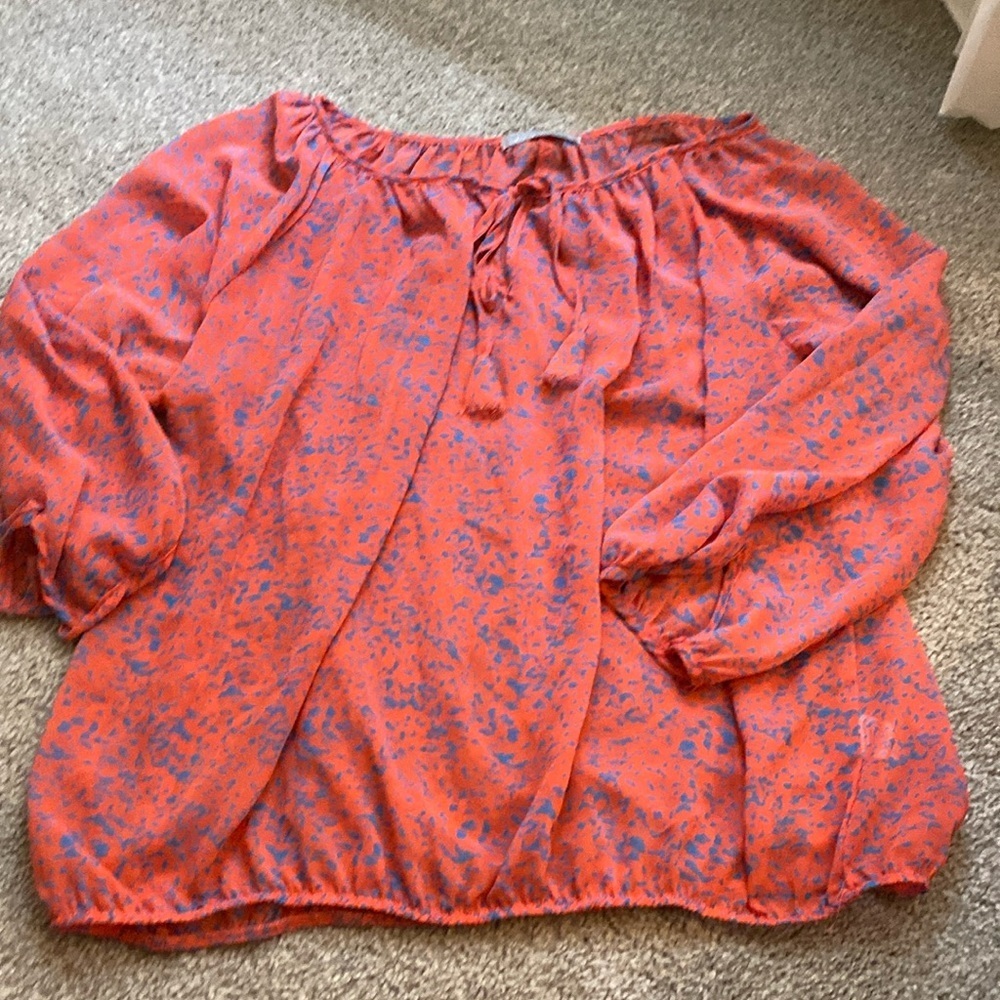 Coral and blue top